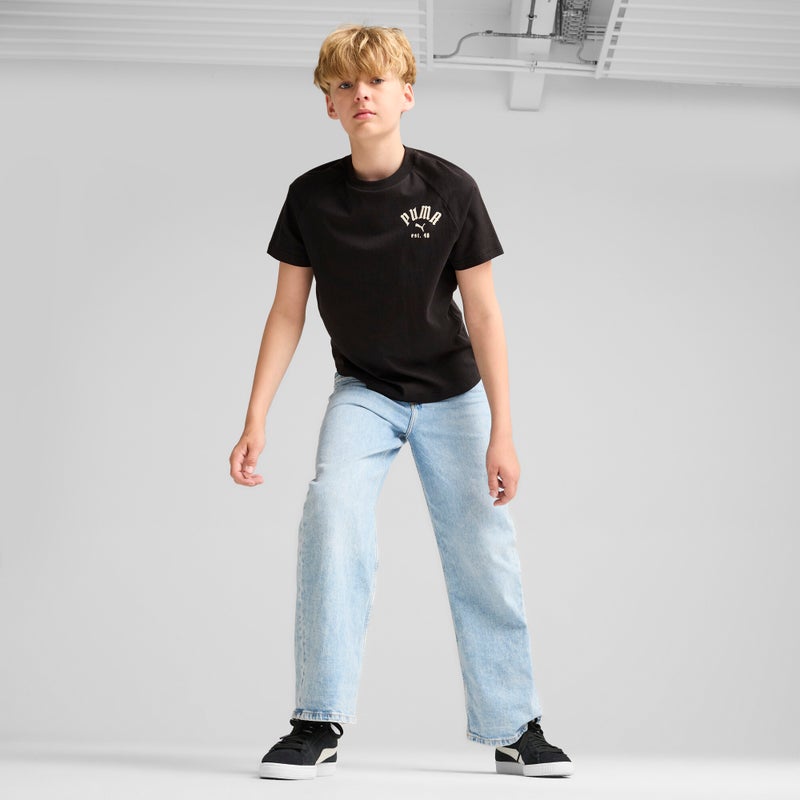 PUMA PLAY LOUD CLASSICS Kids Boys Black T-Shirt Youth - Image 3